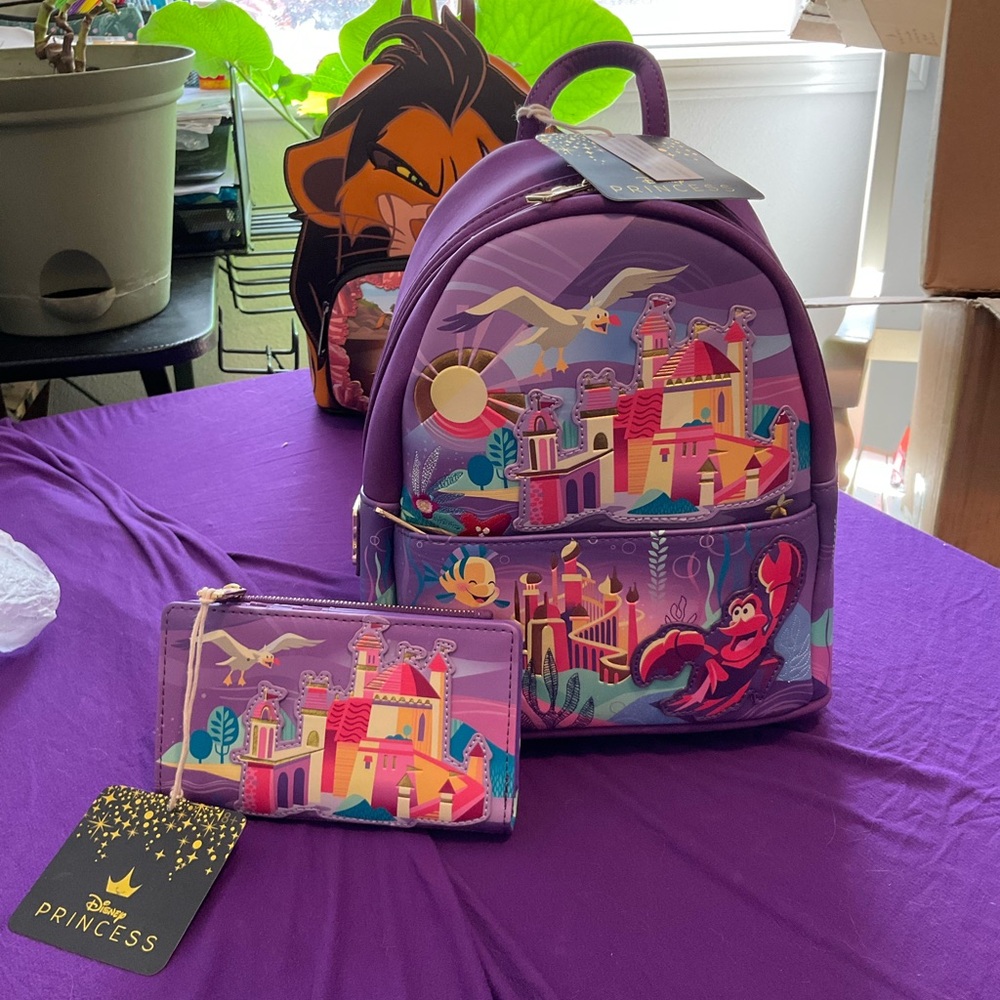 Disney Loungefly Little Mermaid Backpack & Wallet Set